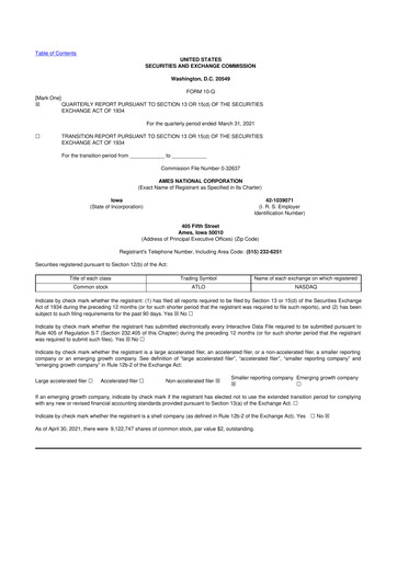 Thumbnail Ames National Corp. 10-Q Quarterly Report FY2021 