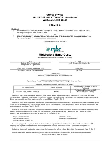Vorschaubild Middlefield Banc
 10-Q Quartalsbericht 2021 