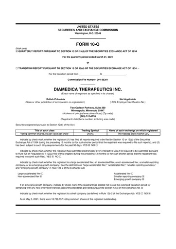 Thumbnail DiaMedica Therapeutics 10-Q Quarterly Report FY2021 
