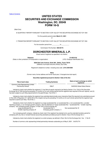 Thumbnail Dorchester Minerals 10-Q Quarterly Report FY2021 