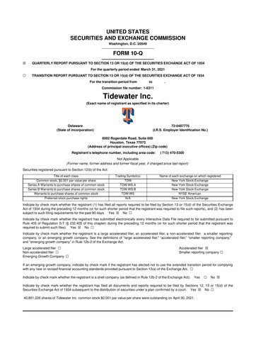 Thumbnail Tidewater 10-Q Quarterly Report FY2020 