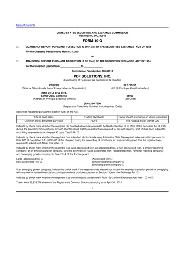 Thumbnail PDF Solutions 10-Q Quarterly Report FY2021 