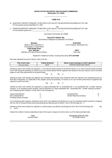Thumbnail The Shyft Group 10-Q Quarterly Report FY2021 