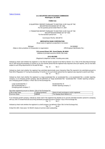Thumbnail Mercantile Bank 10-Q Quarterly Report FY2021 