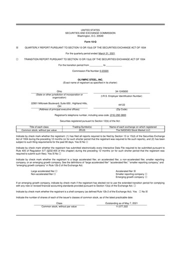 Thumbnail Olympic Steel
 10-Q Quarterly Report FY2021 