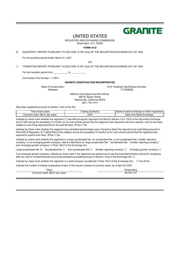 Thumbnail Granite Construction
 10-Q Quarterly Report FY2021 