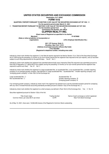 Thumbnail Clipper Realty 10-Q Quarterly Report FY2021 