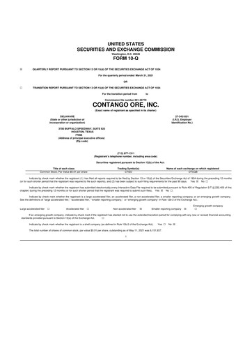 Thumbnail Contango Ore 10-Q Quarterly Report FY2021 