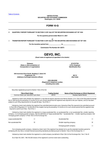 Thumbnail Gevo 10-Q Quarterly Report FY2021 