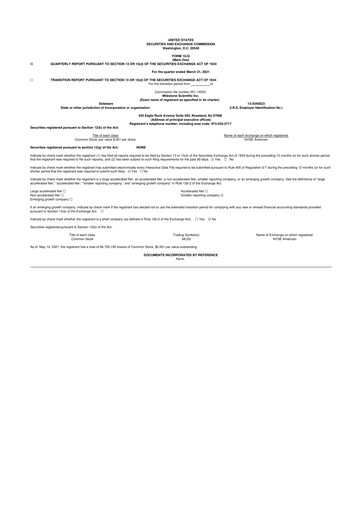 Thumbnail Milestone Scientific 10-Q Quarterly Report FY2021 