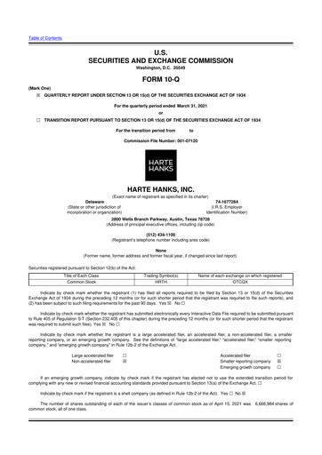 Miniature Harte Hanks 10-Q Rapport trimestriel 2021 