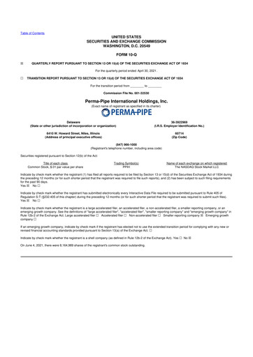 Thumbnail Perma-Pipe International 10-Q Quarterly Report FY2021 