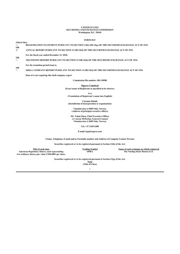 Thumbnail Opera 20-F Annual Report 2020