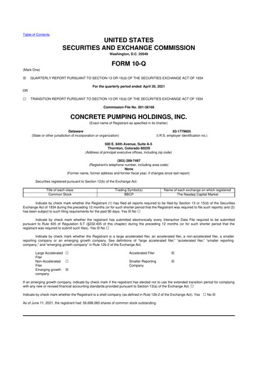 Vorschaubild Concrete Pumping Holdings 10-Q Quartalsbericht 2021 