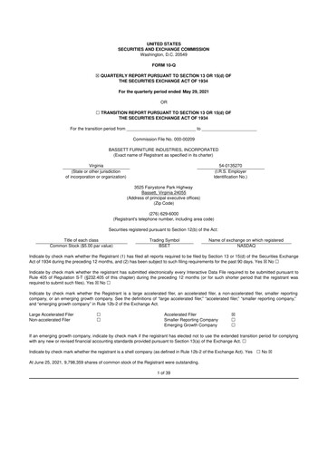 Vorschaubild Bassett Furniture 10-Q Quartalsbericht 2021 