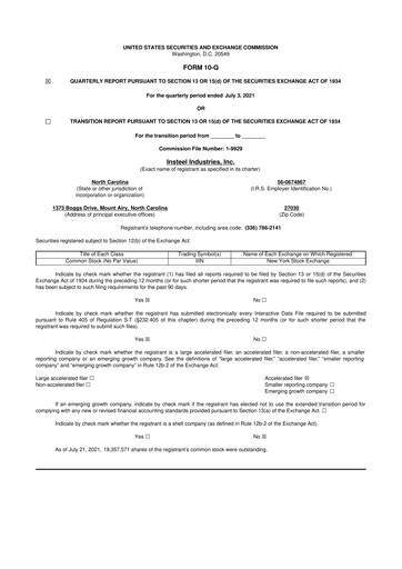 Thumbnail Insteel Industries 10-Q Quarterly Report FY2021 