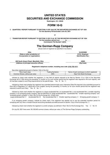 Vorschaubild Gorman-Rupp 10-Q Quartalsbericht 2021 