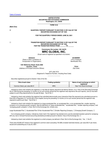 Thumbnail MRC Global
 10-Q Quarterly Report FY2021 