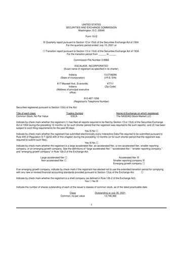 Thumbnail Escalade Sports 10-Q Quarterly Report FY2021 