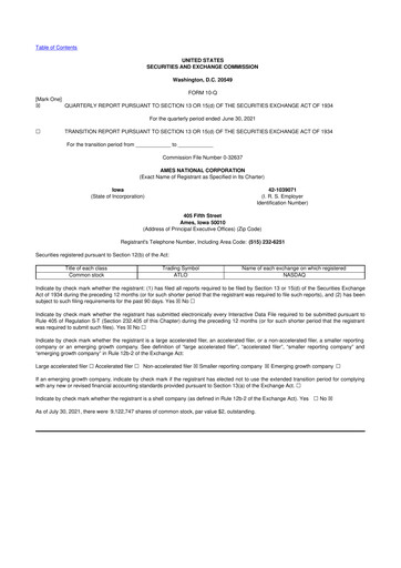 Thumbnail Ames National Corp. 10-Q Quarterly Report FY2021 