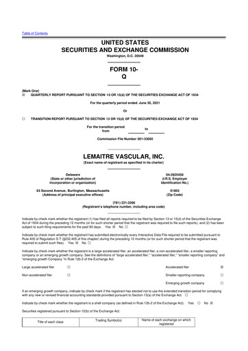 Thumbnail LeMaitre Vascular 10-Q Quarterly Report FY2021 