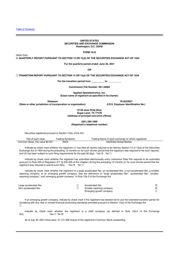 Thumbnail Applied Optoelectronics 10-Q Quarterly Report FY2021 