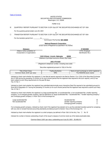 Thumbnail NRC Health
 10-Q Quarterly Report FY2021 
