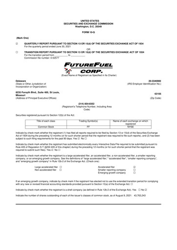 Thumbnail FutureFuel 10-Q Quarterly Report FY2021 