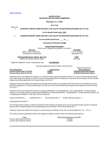 Thumbnail Seneca Foods
 10-Q Quarterly Report FY2022 