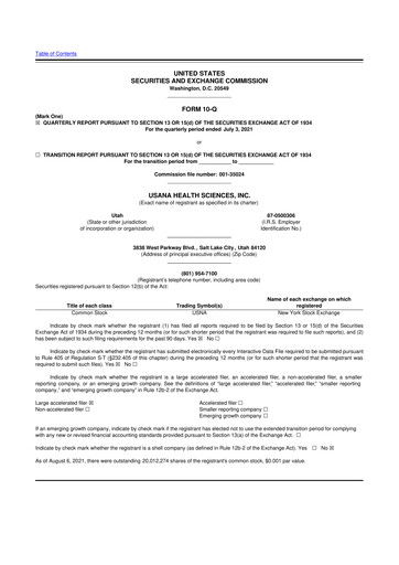 Thumbnail USANA 10-Q Quarterly Report FY2022 