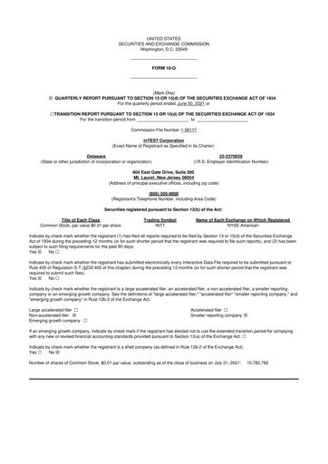 Thumbnail inTEST Corporation 10-Q Quarterly Report FY2021 