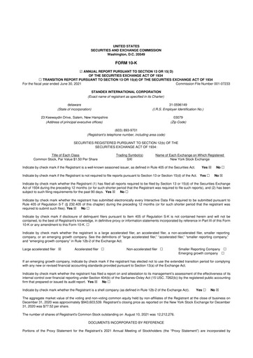 Thumbnail Standex International 10-K Annual Report 2021