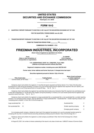 Vorschaubild Friedman Industries 10-Q Quartalsbericht 2022 