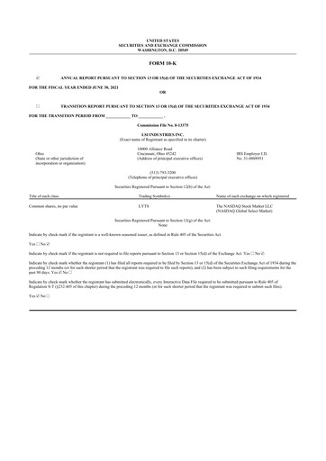 Thumbnail LSI Industries 10-K Annual Report 2021