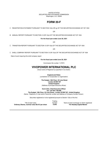 Thumbnail VivoPower 20-F Annual Report 2021