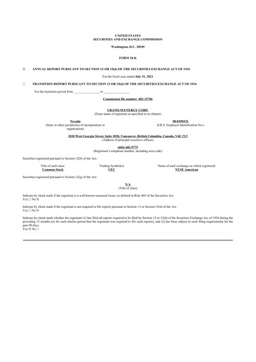 Thumbnail Uranium Energy
 10-K Annual Report 2021