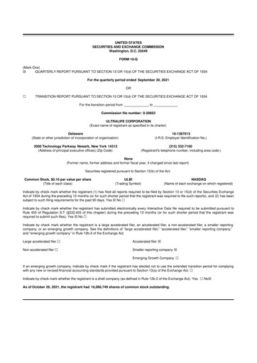 Thumbnail Ultralife Corporation 10-Q Quarterly Report FY2021 