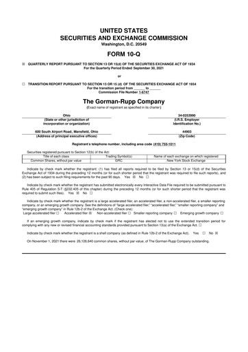 Vorschaubild Gorman-Rupp 10-Q Quartalsbericht 2021 