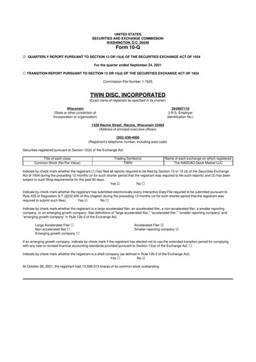 Thumbnail Twin Disc
 10-Q Quarterly Report FY2022 