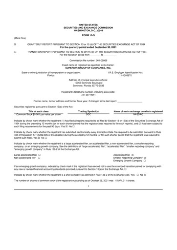 Vorschaubild Superior Group of Companies 10-Q Quartalsbericht 2021 