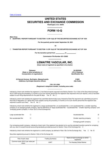Thumbnail LeMaitre Vascular 10-Q Quarterly Report FY2021 