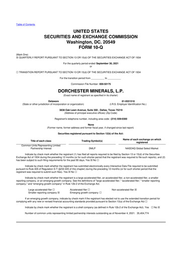 Thumbnail Dorchester Minerals 10-Q Quarterly Report FY2021 