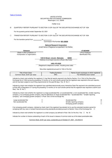 Thumbnail NRC Health
 10-Q Quarterly Report FY2021 