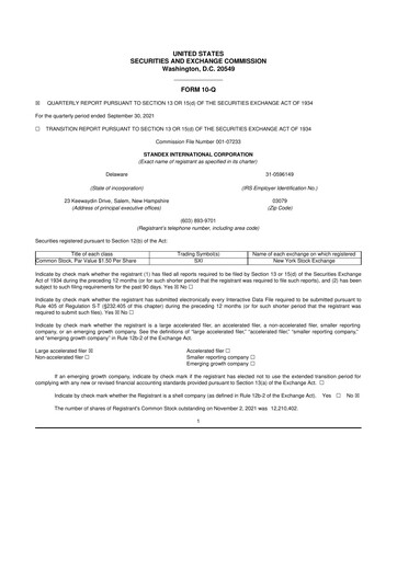 Thumbnail Standex International 10-Q Quarterly Report FY2022 
