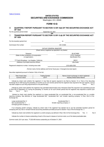 Thumbnail Cathay General Bancorp 10-Q Quarterly Report FY2021 