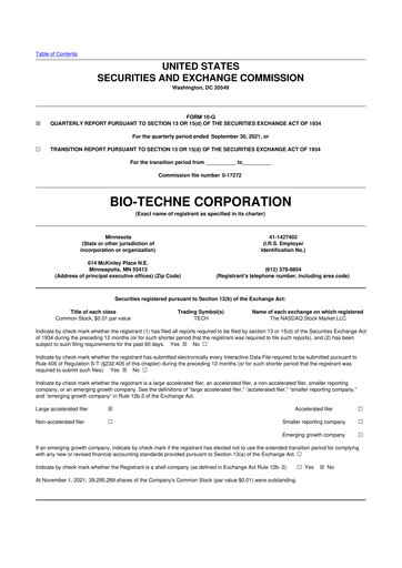 Miniature Bio-Techne 10-Q Rapport trimestriel 2022 