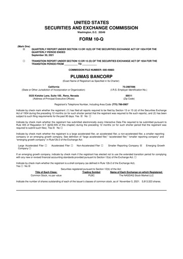 Vorschaubild Plumas Bancorp 10-Q Quartalsbericht 2021 