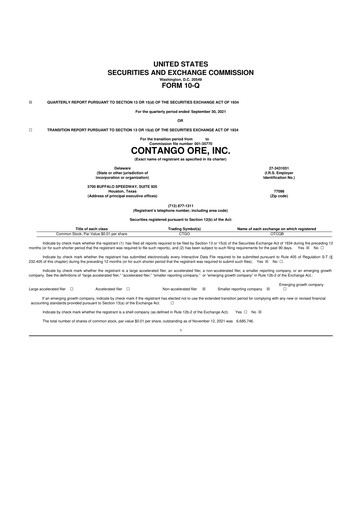 Thumbnail Contango Ore 10-Q Quarterly Report FY2022 