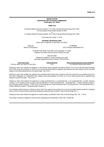 Thumbnail National Beverage
 10-Q Quarterly Report FY2022 