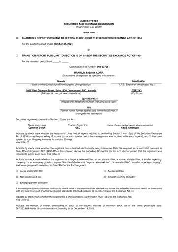 Thumbnail Uranium Energy
 10-Q Quarterly Report FY2022 
